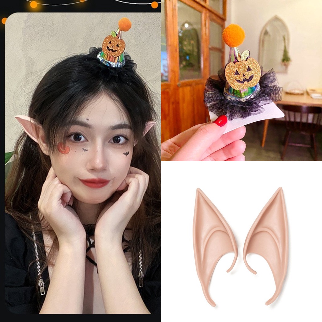 [Gói Quà Tai Yêu Tinh Kết Hợp] Kẹp Tóc Yêu Tinh Kết Hợp Tai Yêu Tinh Phát Sáng Thời Trang Halloween Dành Cho Trẻ Em / Đạo Cụ Trình Diễn