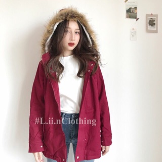 Áo khoác kaki lót lông(còn đỏ-đen)