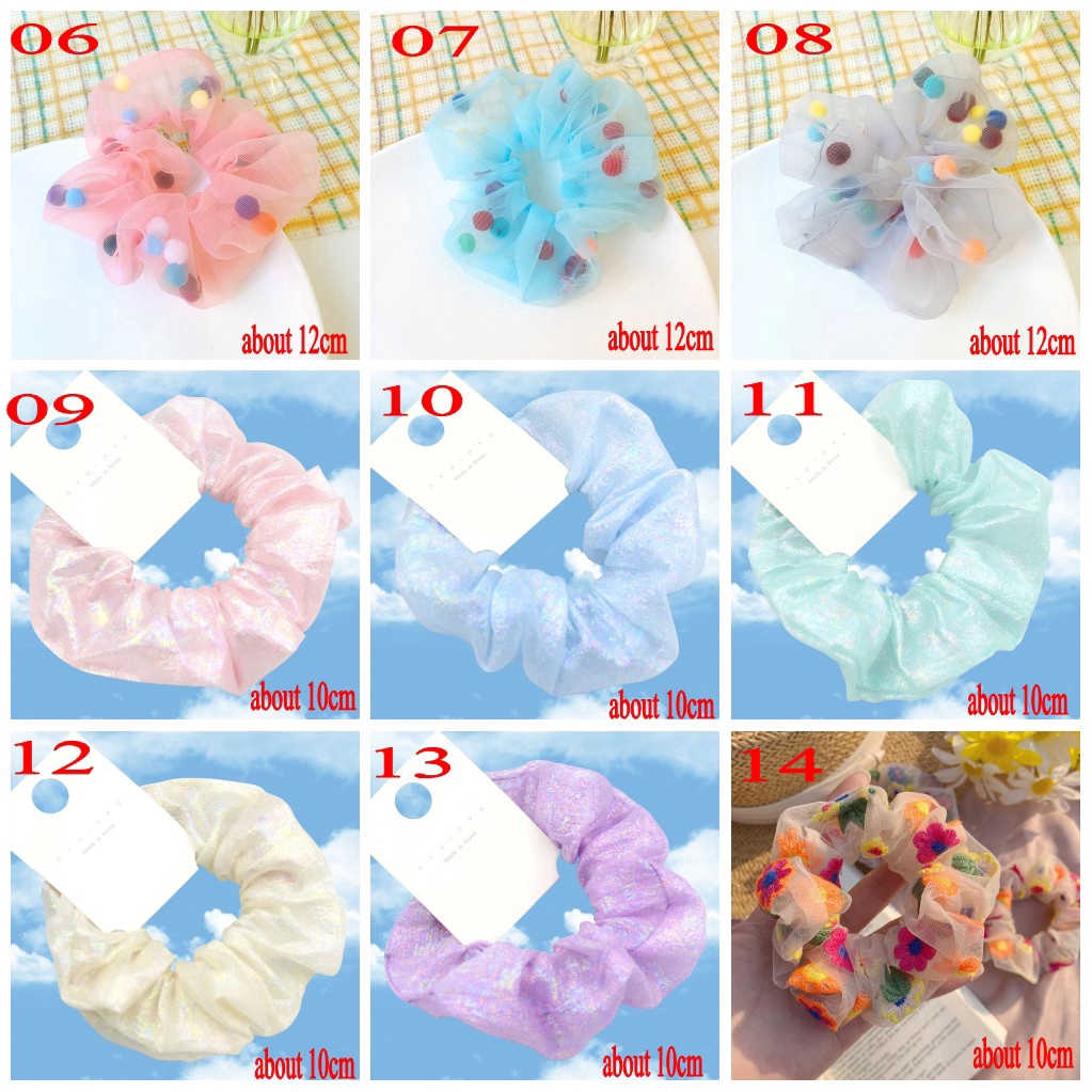 Women Mesh Hair Scrunchies / Girls Elastic Rubber Hair Ties