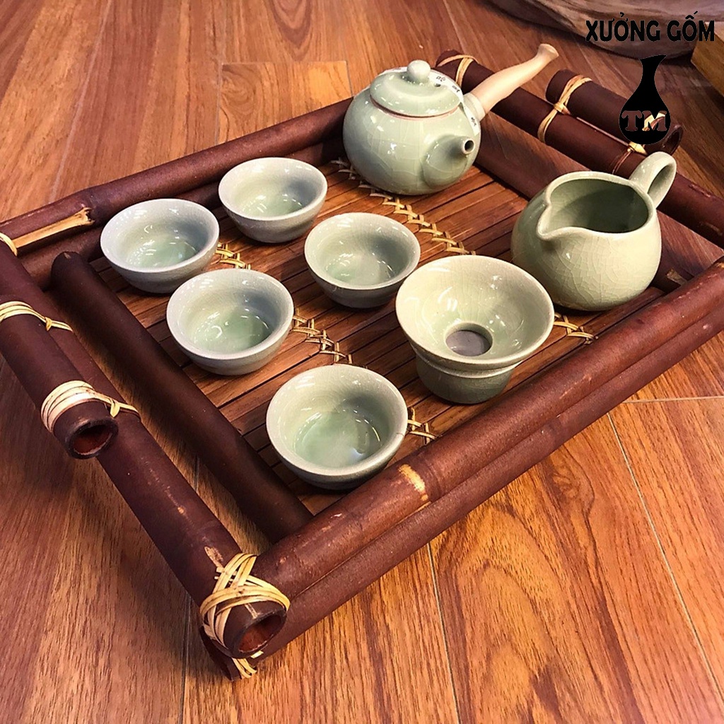 Khay Trà Tre Tự Nhiên Đan Kiểu Nhật Xưởng Gốm TM Bát Tràng