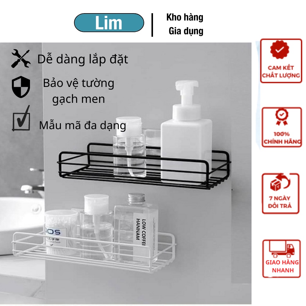 Kệ treo tường nhà bếp, phòng tắm, kệ để gia vị đa năng bằng thép không gỉ có miếng dán chịu lực