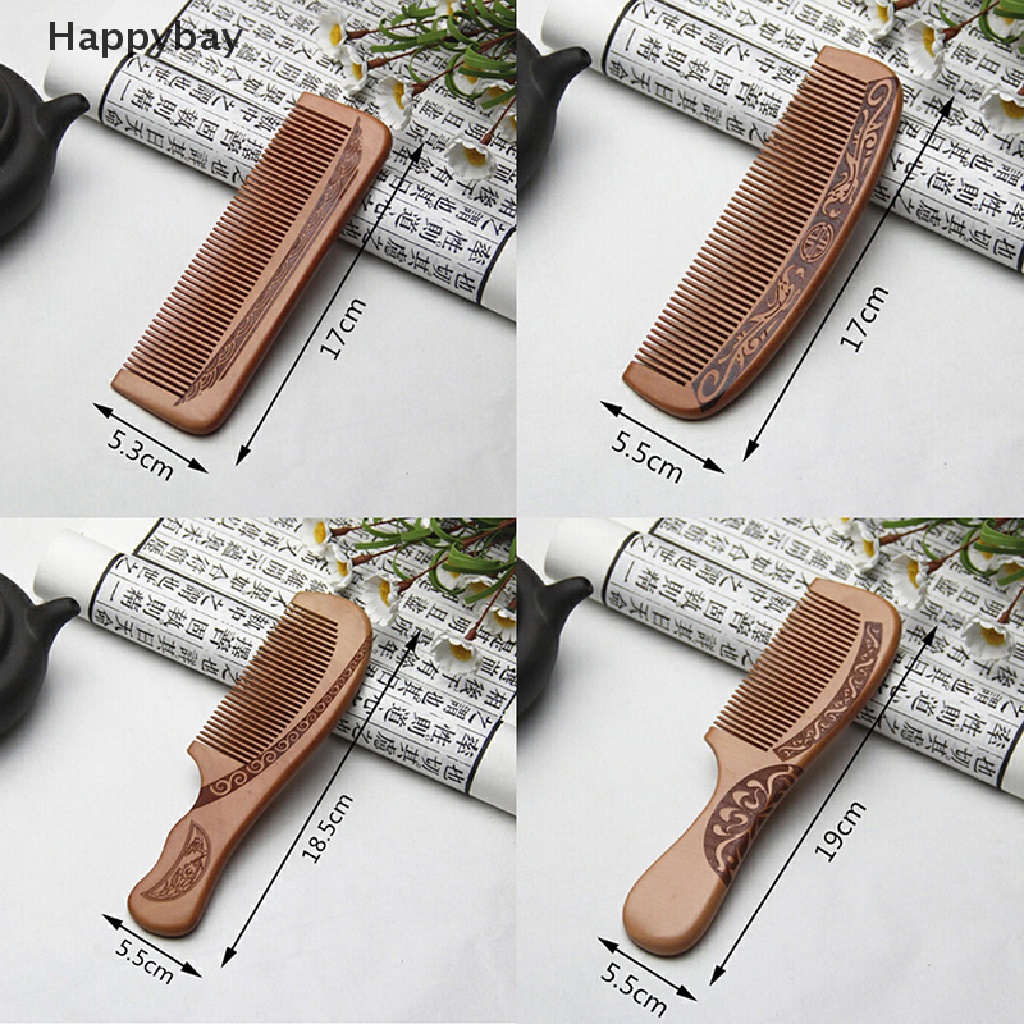 (Hàng Mới Về) Lược Gỗ Đào Tự Nhiên Mát Xa Da Đầu Chống Tĩnh Điện