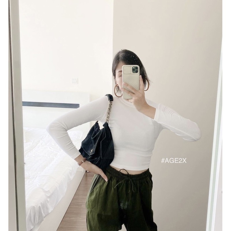 (Ảnh thật) Áo croptop body TAY DÀI chính hãng AGE2X hàng VNXK CHẤT LƯỢNG CAO