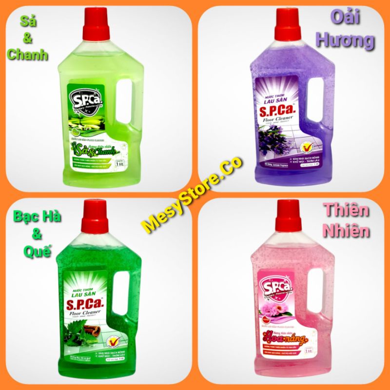 Lau Sàn SPCA 1 Lít Floor Cleaner Xả Chanh/Oải Hương/Hoa Nắng/Bạc Hà &amp;Quế Khử Khuẩn Khử Mùi Thơm Mát