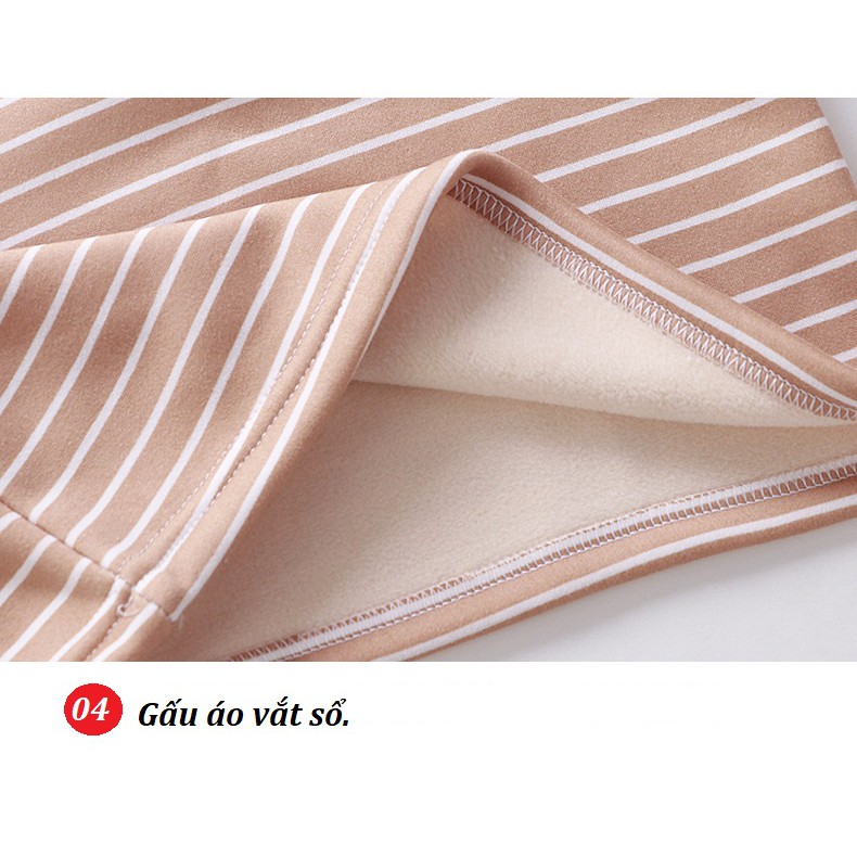 Áo nỉ dài tay, áo cotton thu đông kẻ ngang phong cách Hàn Quốc cho bé trai, gái