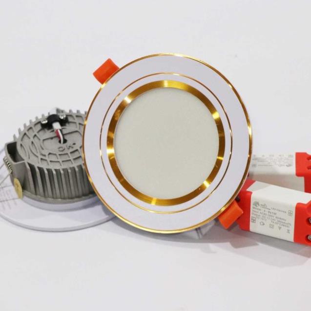 Đèn âm trần đế đúc 7w, 3 chế độ sáng , đèn downlight phi 90 viền vàng/bạc bảo hành 1 năm, lỗi 1 đổi 1