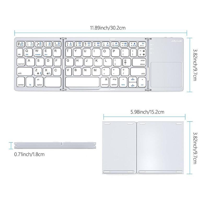 [Mã 253ELSALE hoàn 7% đơn 300K] Bàn Phím Không Dây Mini Gấp Gọn Bluetooth Tích Hợp chuột Touchpad B033