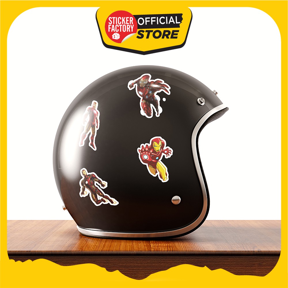 Hộp set 30 sticker decal hình dán nón bảo hiểm , laptop, xe máy, ô tô STICKER FACTORY - Iron Man