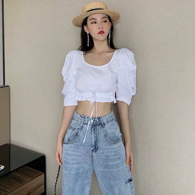 Áo croptop chun bo eo