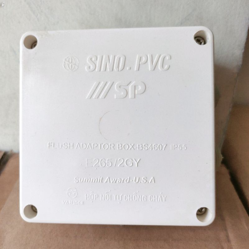 Hộp box , Hộp nối chống thấm nước - tự chống cháy Sino E265/2GY 100x100x50(mm)