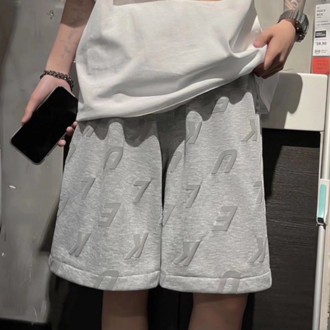 Quần Short Thể Thao Ống Rộng Lưng Vừa Màu Trơn Thời Trang Unisex