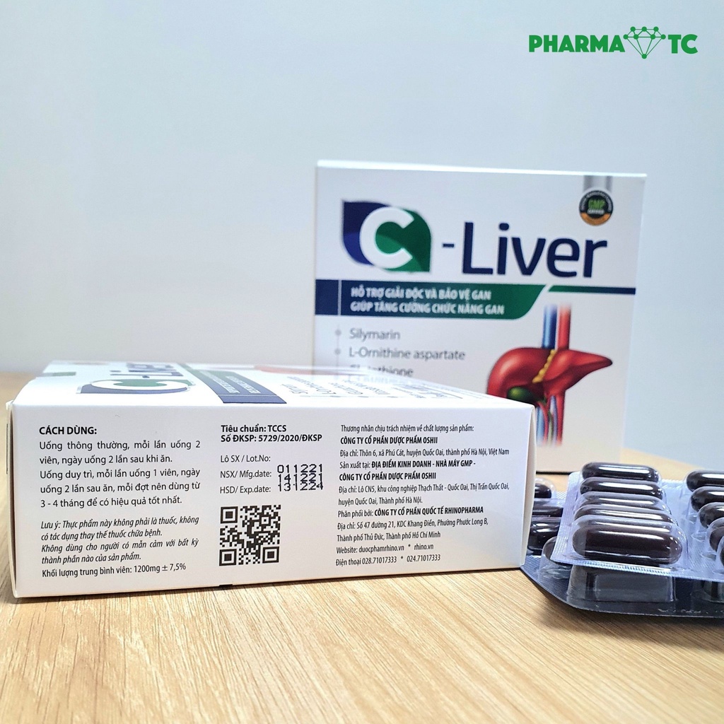 C-Liver, Viên uống thải độc gan, tăng chức năng gan với Cà gai leo, Glutathione - Hộp 60 viên - PharmaOTC