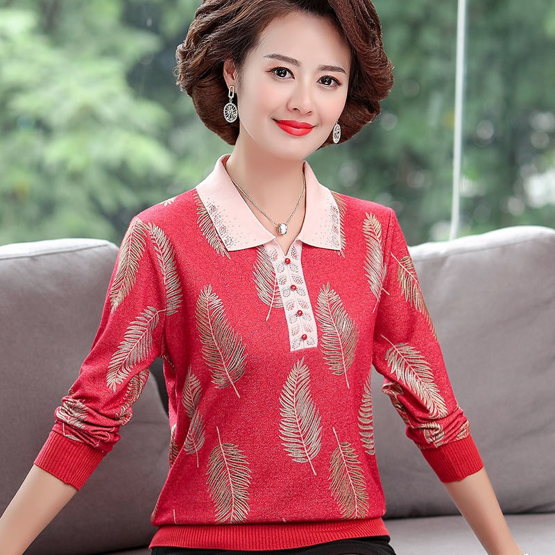 ✇Mặc áo len của bà nội tôi một năm mười tuổi và người già khoác dài Sleeve T-Shire cỡ lớn phụ nữ