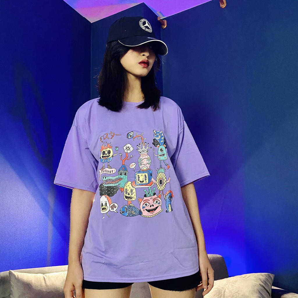 Áo thun form rộng tay lỡ nữ chất cotton xuất Hàn Alien cực cute cho ngày hè - May22 | BigBuy360 - bigbuy360.vn