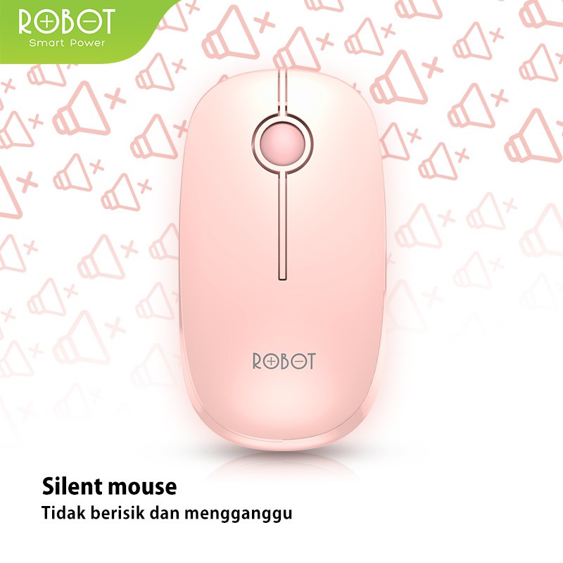 Chuột Không Dây ROBOT M330 2.4Ghz USB Hoạt Hình - Tĩnh Âm Không Ồn, Dùng Cho PC/Laptop Chính Hãng