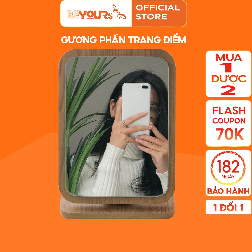 Gương Soi Để Bàn Trang Điểm Gỗ Mini BEYOURs PhấnMirror Đẹp Nội Thất Decor Phòng Ngủ