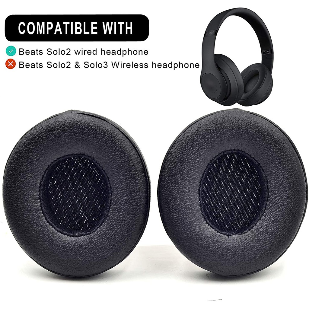 Solo 2 Wired Replacement Earpads - Easy to Install Cushions for Beats Solo2 Wired On-Ear Headphones by Dr. Dre ONLY (NOT FIT Solo 2.0/3.0 Wireless)