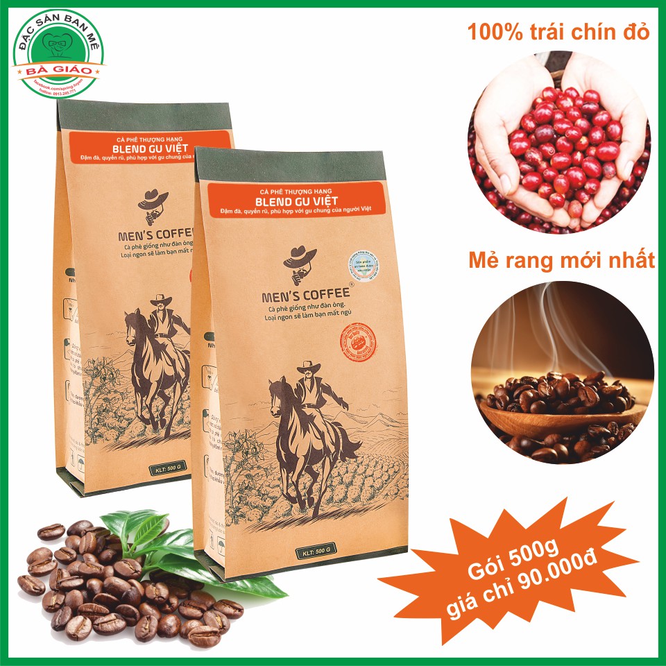 Cà Phê HẠT Men's Coffee, Dòng BLEND GU VIỆT Đặc Sản Buôn Ma Thuột gói 500gr | BigBuy360 - bigbuy360.vn