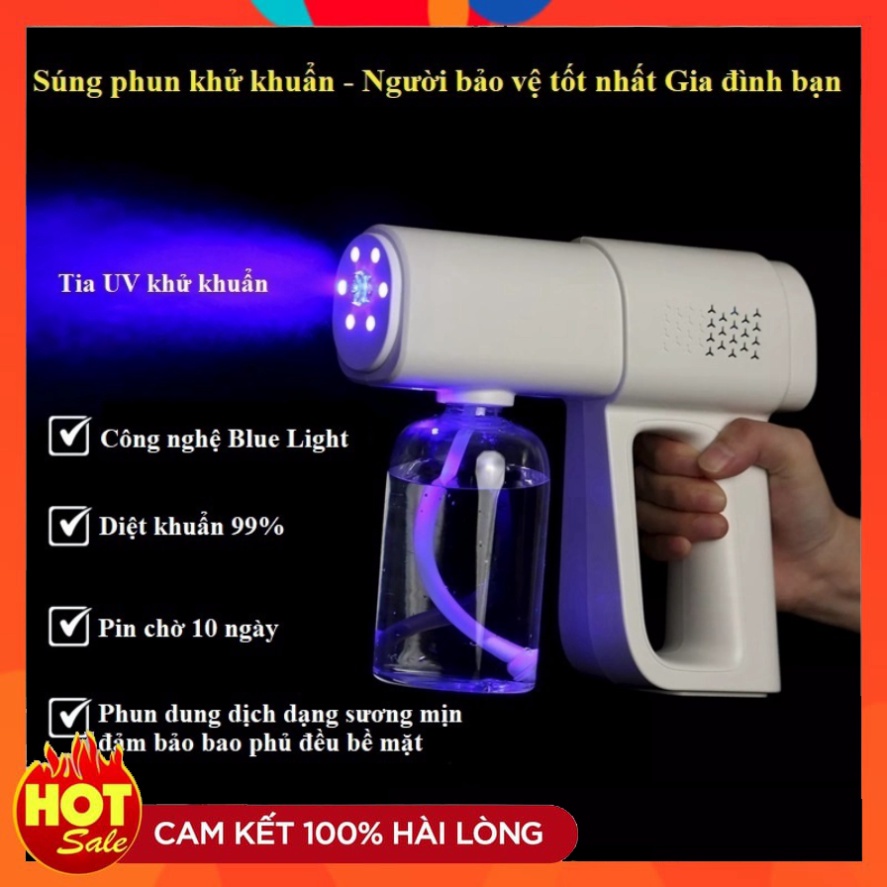 Máy xịt khử khuẩn cầm tay phun sương nano diệt khuẩn K5 Pro cao cấp với 8 mắt UV, phun diệt khuẩn xa 1.5m Loại cao cấp