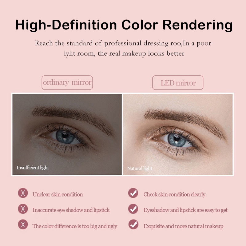 Gương để bàn đèn LED,Gương Để Bàn Trang Điểm Có Đèn Led Cảm Ứng - 3 Chế Độ Ánh Sáng, Kèm SạcCó quả tắng