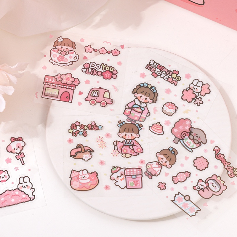 Set 100, 200 tấm sticker cute, nhãn dán hoạt hình dễ thương