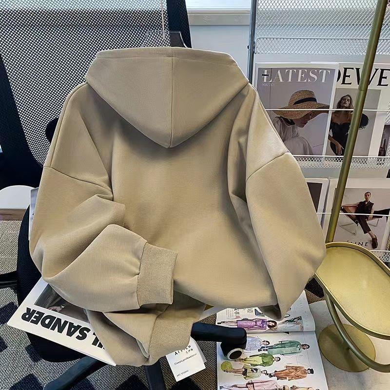 Áo Hoodie Dáng Rộng Phối Dây Rút Phong Cách Hàn Quốc Thời Trang Xuân Thu Mới Cho Nữ