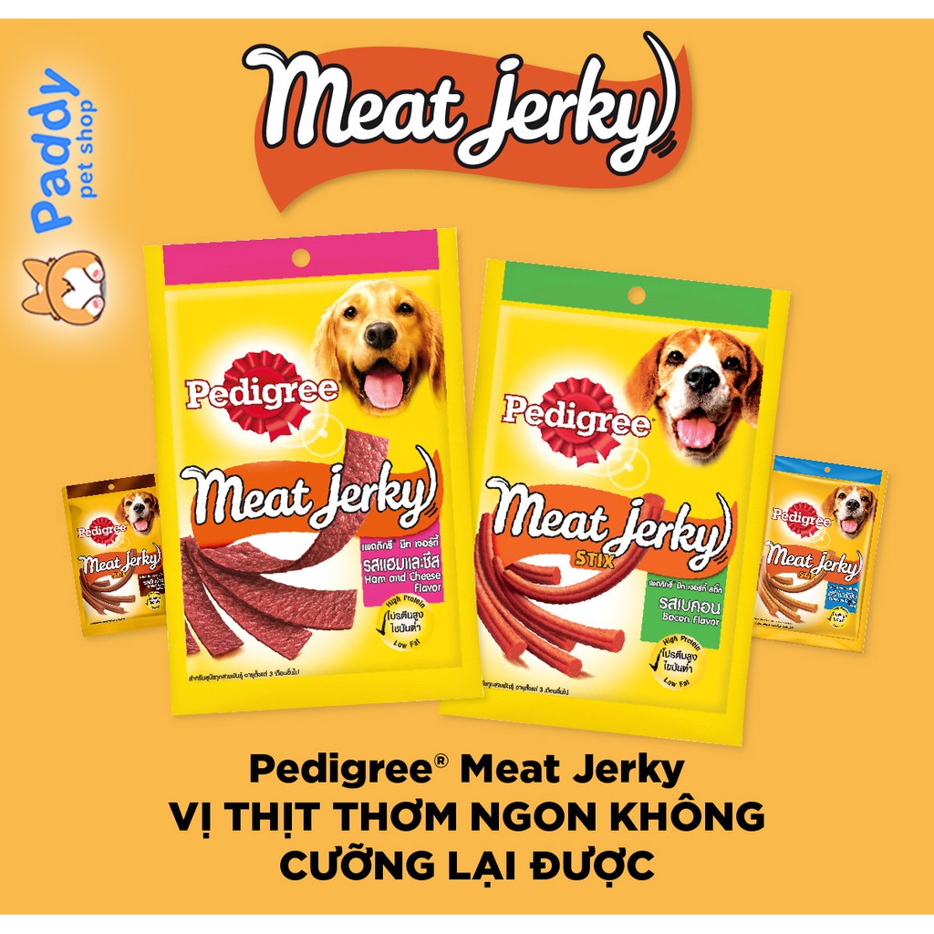 Snack Pedigree Meat Jerky Cho Chó Vị Heo Muối Bacon 60g