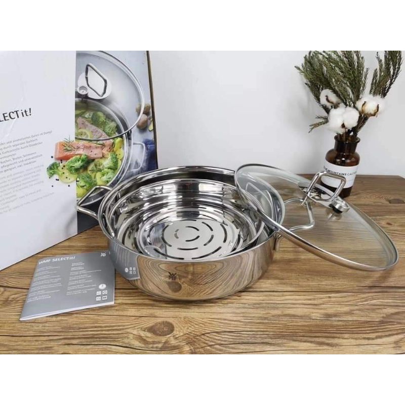 Nồi WMF 28cm đa năng: Nồi lẩu, hấp, nấu, xào...