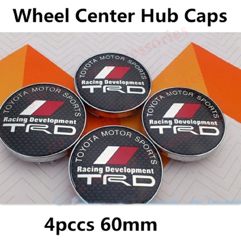 Set 4 Nắp Đậy Trục Bánh Xe Chống Bụi Hình logo Toyota TRD 60mm