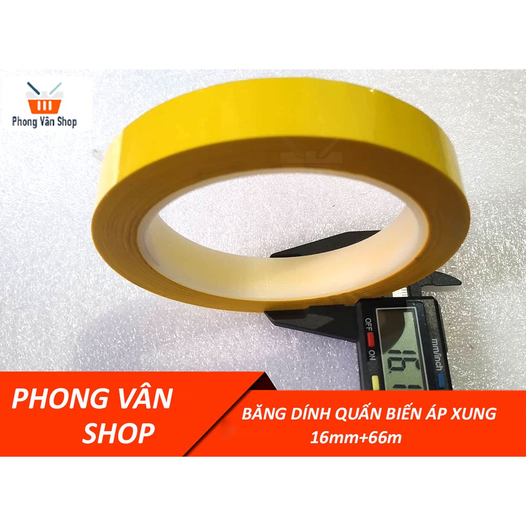 Băng dính quấn biến áp xung 16mm 66m - chịu nhiệt độ cao