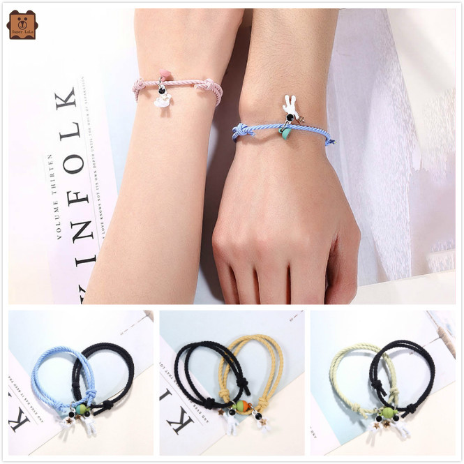 Cặp vòng tay bện có nam châm hình phi hành gia thời trang cho cặp đôi