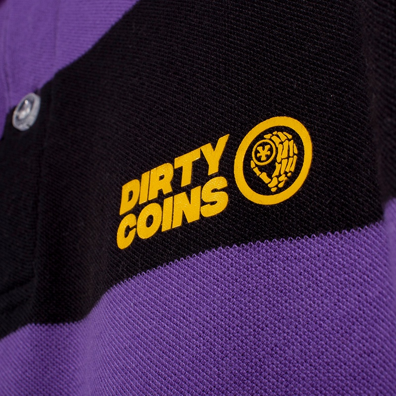 Áo thun DirtyCoins Long Sleeve Striped Polo Shirt - Purple / Black