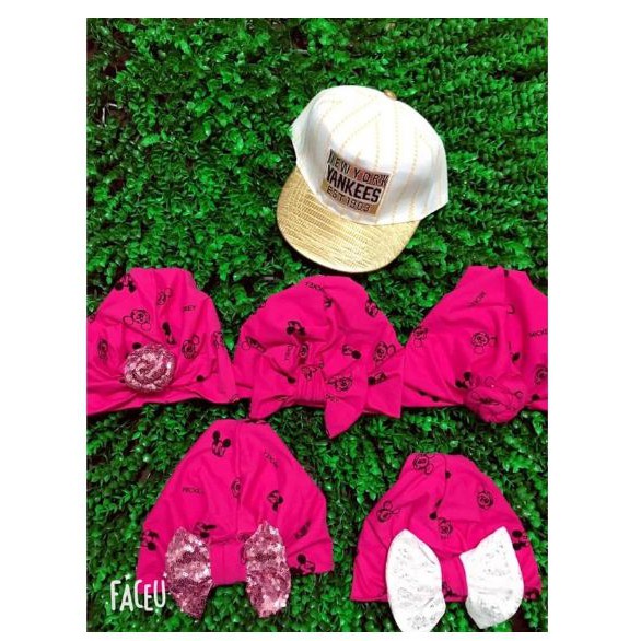 Nón turban cho bé freesize từ 5-12 ký (kèm tóc giả)