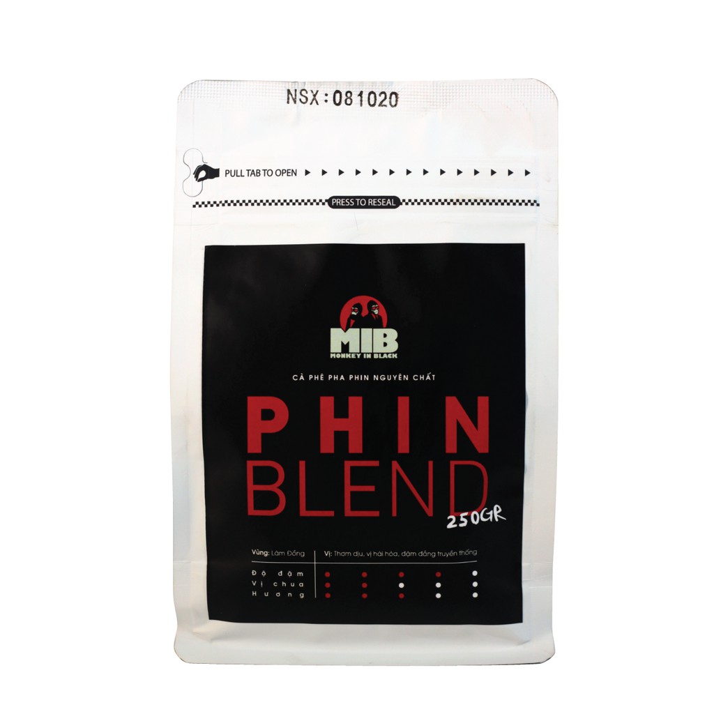 Cà Phê Rang Xay gói Phin Blend 250gr - Cafe Arabica Rang Mộc Pha Phin Pha Máy MONKEY IN BLACK | BigBuy360 - bigbuy360.vn