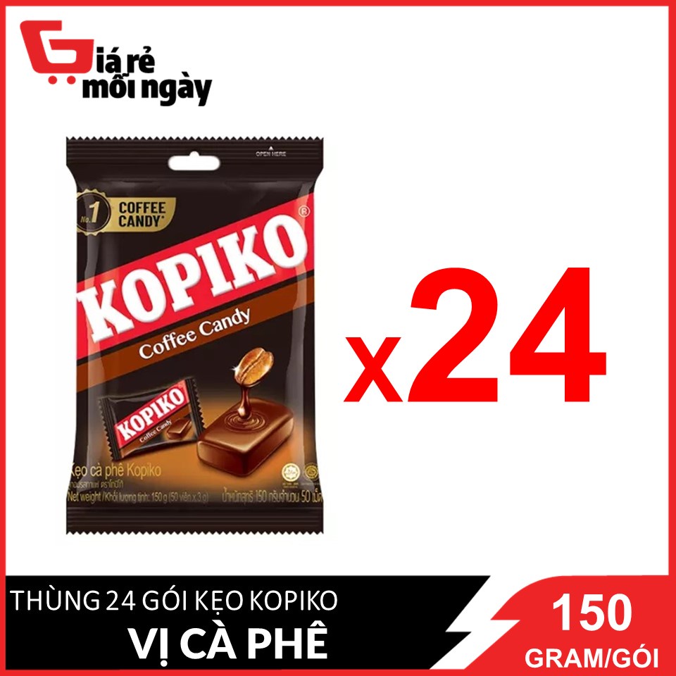 [Nguyên thùng] Kẹo cà phê Kopiko Coffee Bịch 150gX24