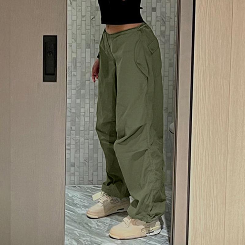 Quần jogger ống rộng màu trơn năng động cá tính cho nữ Y2K
