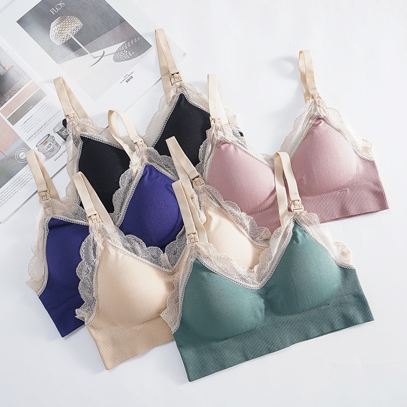 Áo lót Mềm Thoáng Khí Không Đường May Mở Cúp Trước Cho Mẹ Bầu