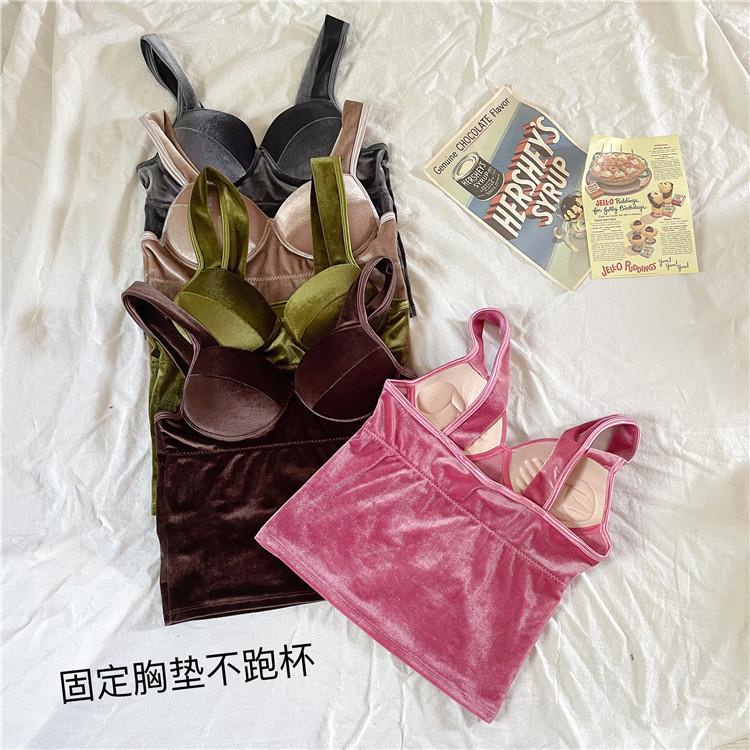 Áo hai dây vải nhung phong cách mới thời trang cho nữ