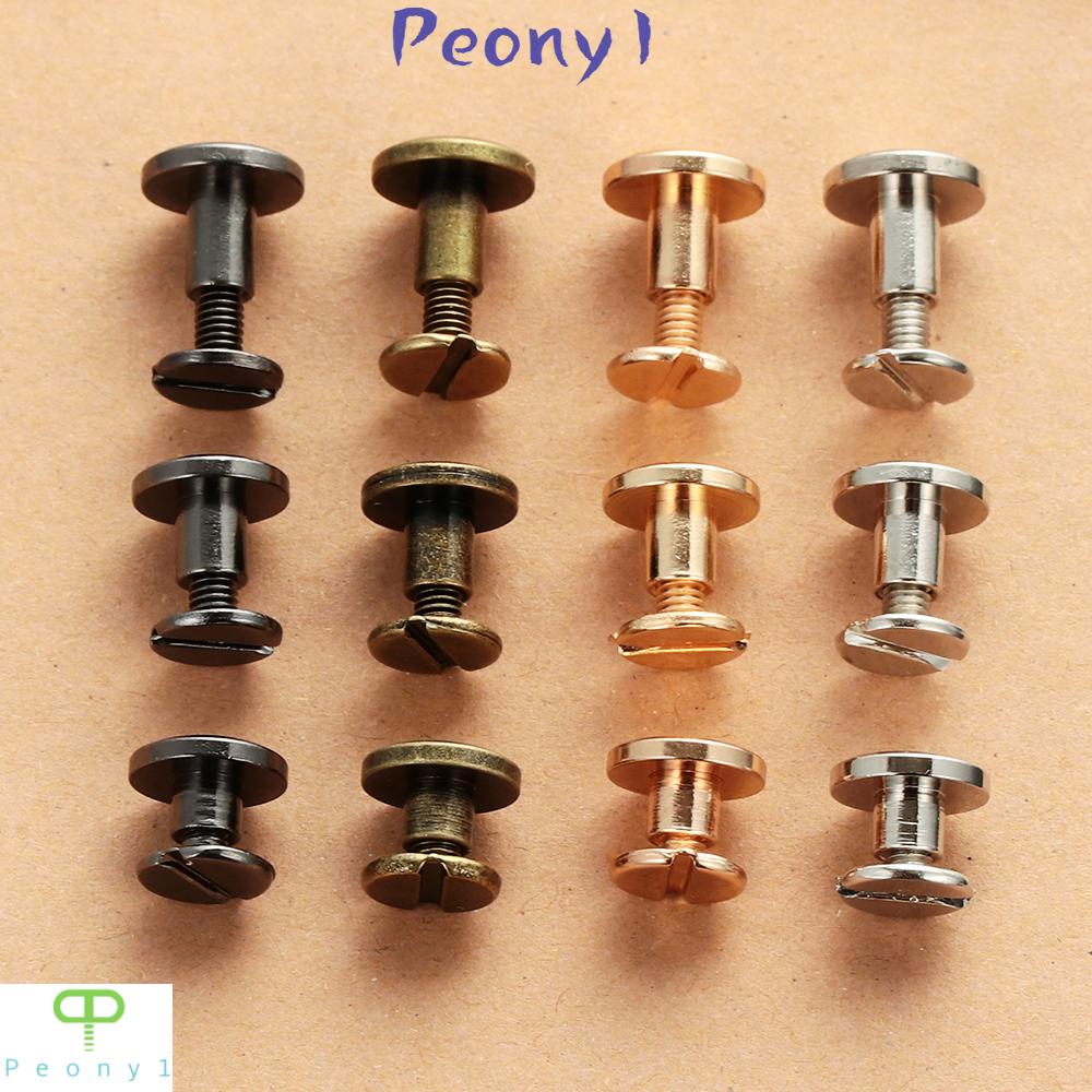 Set 10 Đinh Vít Đầu Tròn 5 / 6.5 / 8mm Bằng Đồng Thau Chuyên Dụng Tự Trang Trí Đồ Da