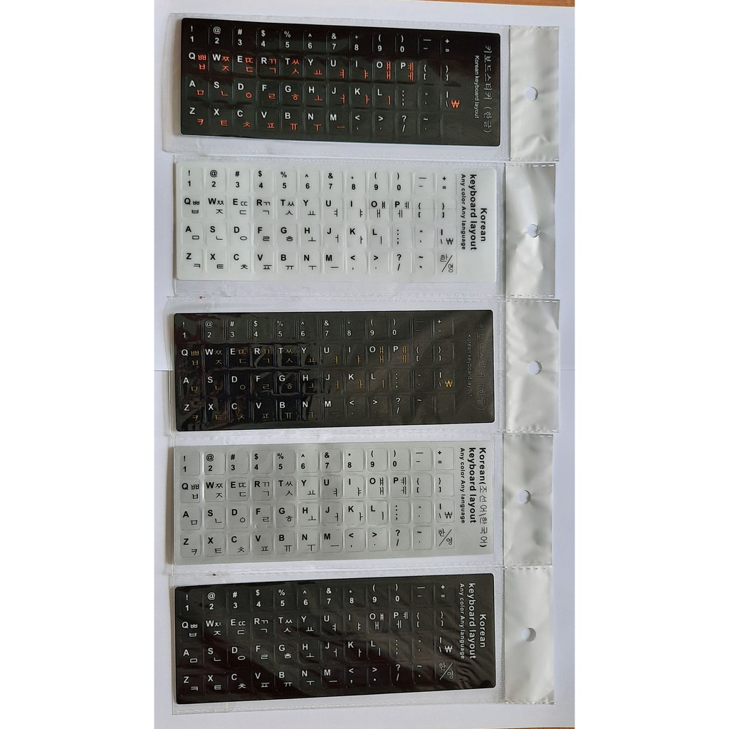 Set 5 Miếng dán bàn phím tiếng Hàn 5 màu