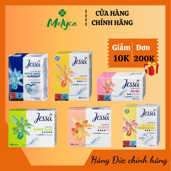 Tampon băng vệ sinh Jessa nội địa Đức thấm hút tốt, nhiều size - Shop Melyca
