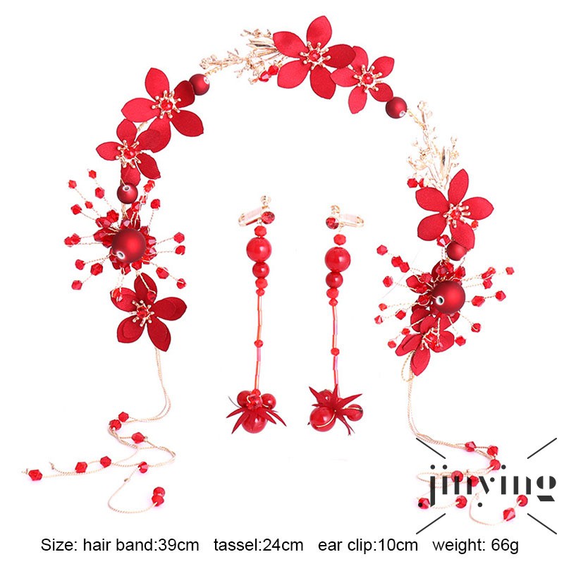 GETNOIVAS Set cài tóc + khuyên tai tua rua dành cho nữ