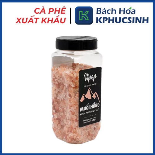 Muối hồng hạt himalaya Vipep 500gr muối hồng nguyên hạt đậm vị chất lượng KPHUCSINH - Hàng Chính Hãng