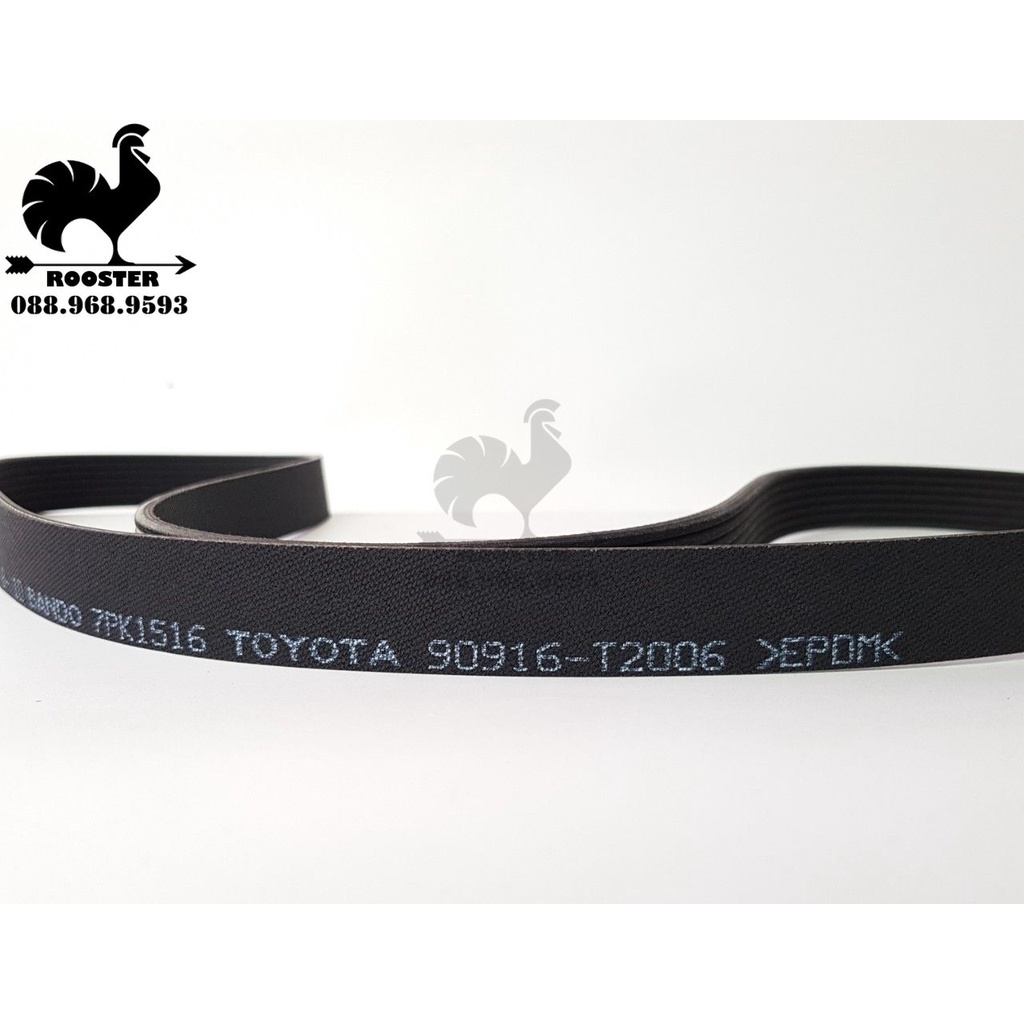 [Chính Hãng] Dây curoa, dây đai tổng (Diezel, 7PK1516) xe Toyota Fortuner, Hilux (Mã:90916T2006)