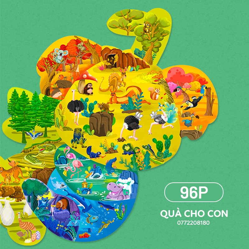 BỘ XẾP HÌNH NGHỆ THUẬT 88 - 154 MẢNH HÌNH CÁ HEO, CÁ SẤU, THỎ, HÀ MÃ, RÙA, GẤU TÚI - HÃNG AILEN JIGSAW