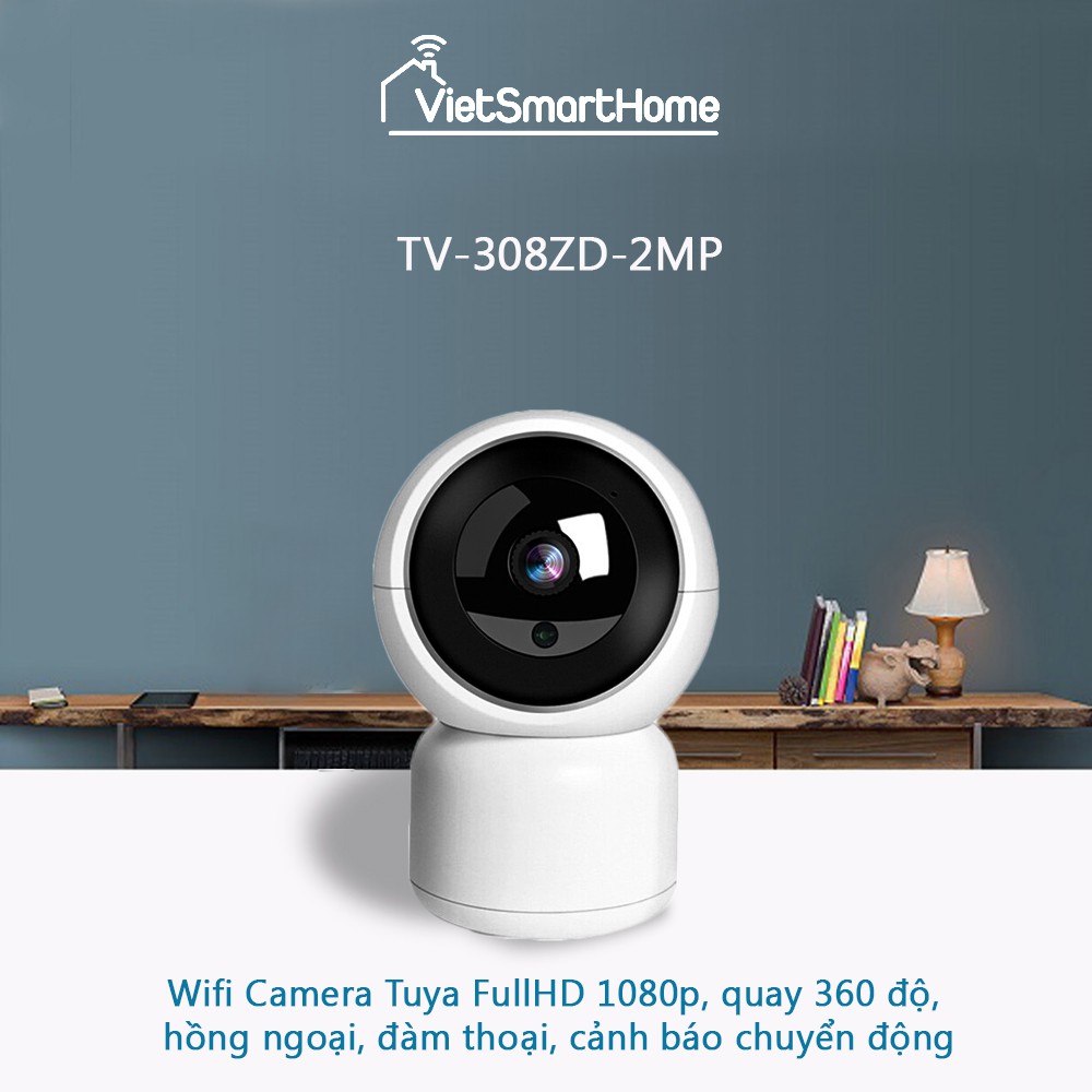 Wifi Camera Tuya FullHD 1080p có cổng LAN , quay 360 độ, hồng ngoại, đàm thoại, cảnh báo chuyển động