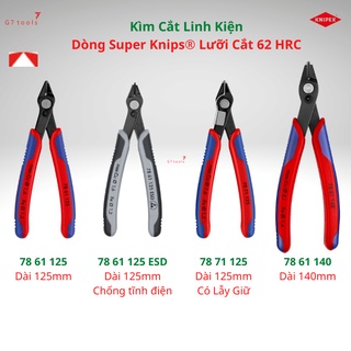 Kìm Knipex Super Knips® Cắt Linh Kiện Điện Tử, Vật Liệu Mềm, Dây Rút Lưỡi Cắt 62 HRC 78 61 125 / 78 61 140/ 78 71 125