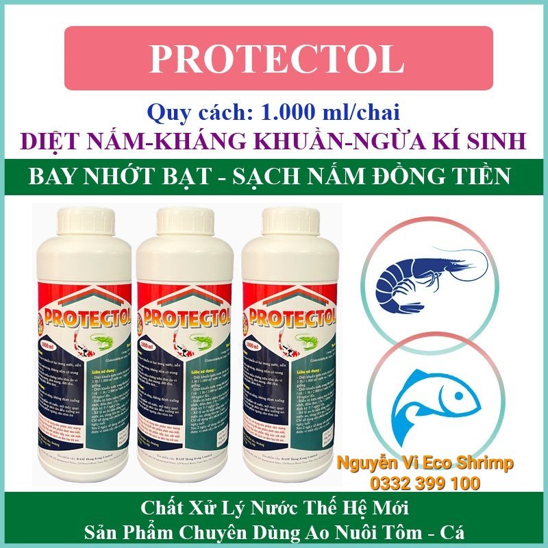 Protectol Diệt khuẩn , Kháng nấm ,ghẻ ,nấm cá ngừa kí sinh hồ cá cảnh# chai 1lit mẫu mới
