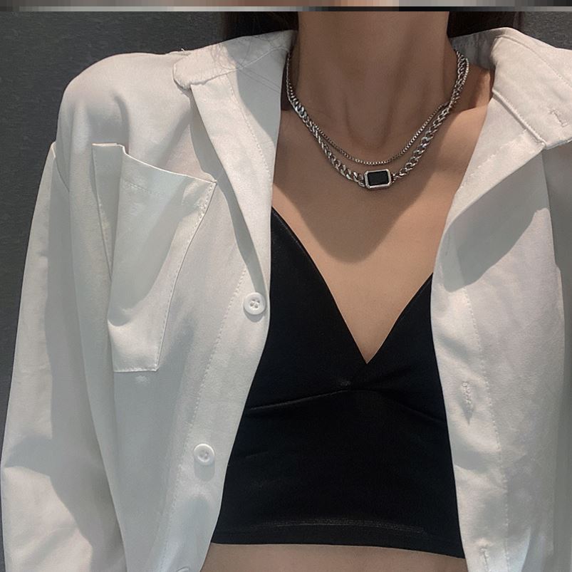 Dây chuyền hai lớp phong cách hip hop thời trang Hàn Quốc