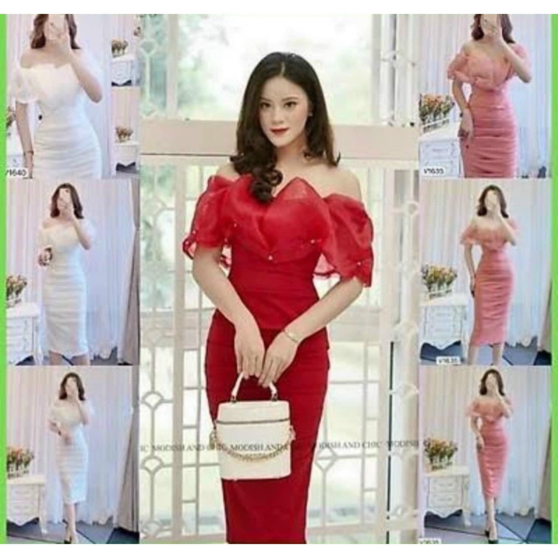 Đầm phối voan bồng